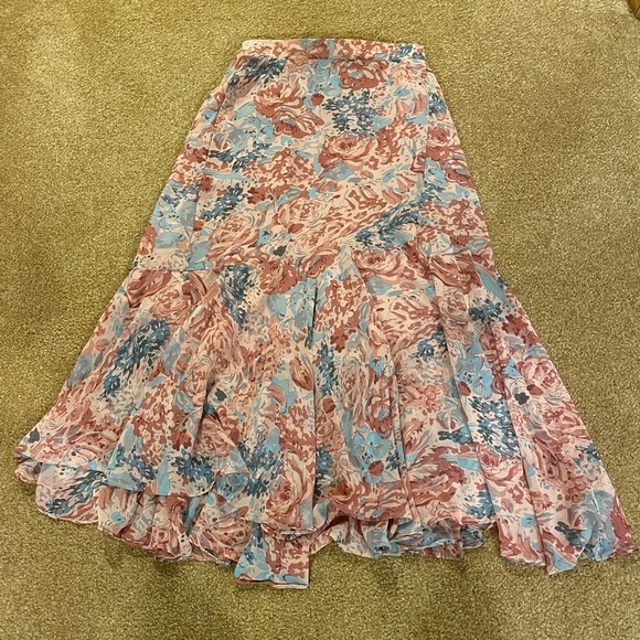 Chicwish Dresses & Skirts - Chicwish Abstract Rose Print Frilling Chiffon Midi Skirt